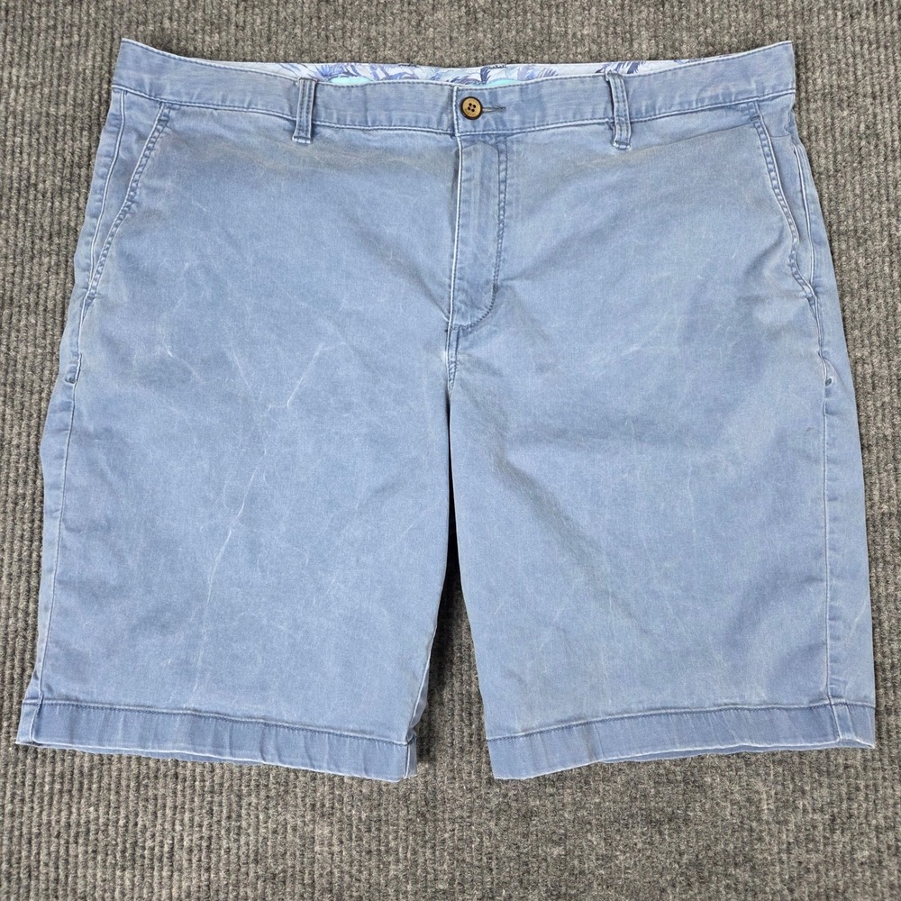 Tommy Bahama Boracay Shorts Mens 42 Blue Cotton Tencel Stretch Flat Front Chino
